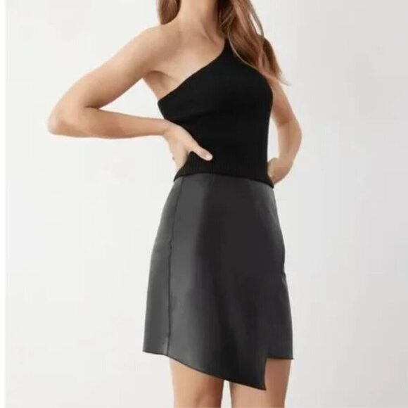 NWT GSTQ Leather Wrap Skirt Merlot Asymmetrical Size Large (L) - Picture 2 of 15